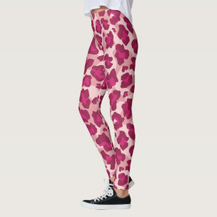 Leggings Empreinte de léopard rose et rouge