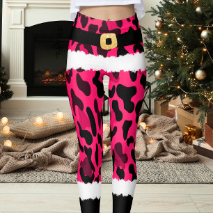 Leggings Empreinte de léopard rose Noël Costume de Noël