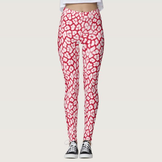 Leggings Empreinte de léopard rouge et blanc (Devant)