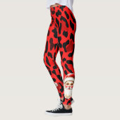 Leggings Empreinte de léopard rouge Retro Père Noël (Gauche)