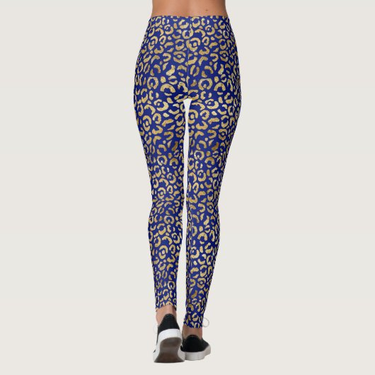 Leggings Empreinte de léopard Royal Blue et Gold (Dos)