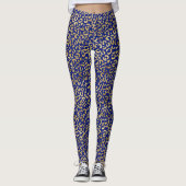 Leggings Empreinte de léopard Royal Blue et Gold (Devant)