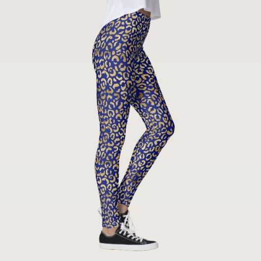Leggings Empreinte de léopard Royal Blue et Gold (Droite)