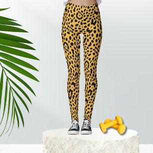 Leggings empreinte de léopard Safari Jaune des années 80