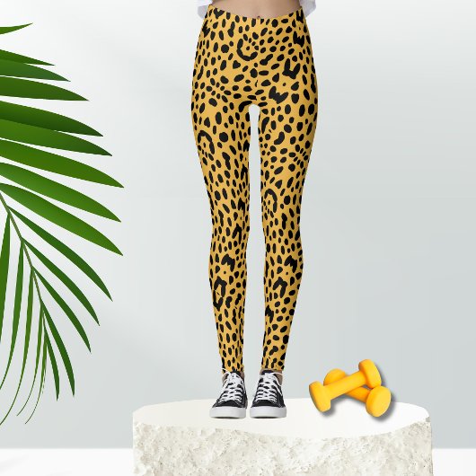 Leggings empreinte de léopard Safari Jaune des années 80