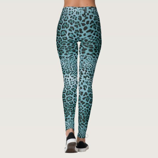 Leggings Empreinte de léopard turquoise (Dos)