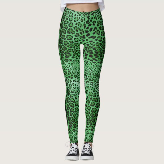 Leggings Empreinte de léopard vert (Devant)