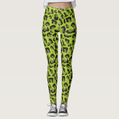 Leggings Empreinte de léopard vert au néon (Devant)