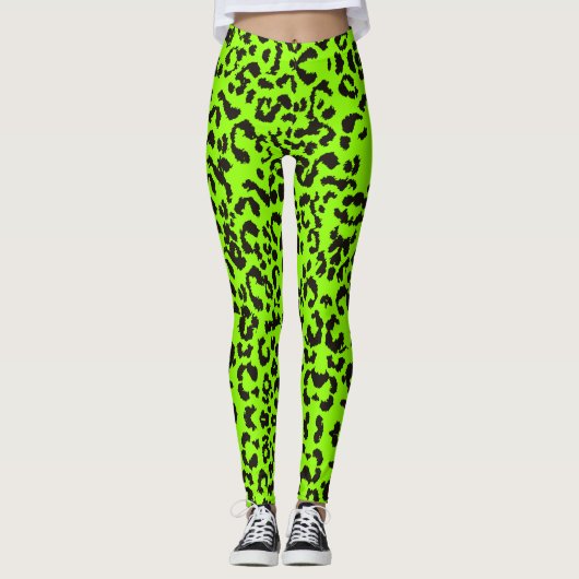 Leggings Empreinte de léopard vert clair | Tiger (Devant)