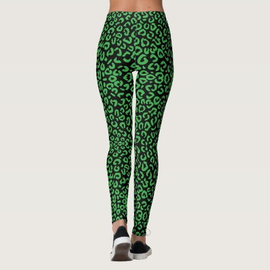 Leggings Empreinte de léopard vert et noir (Dos)