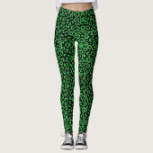 Leggings Empreinte de léopard vert et noir (Devant)