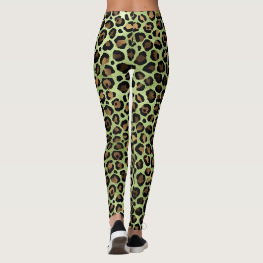 Leggings Empreinte de léopard vert exotique (Dos)
