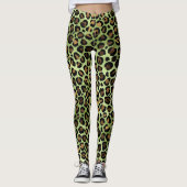 Leggings Empreinte de léopard vert exotique (Devant)
