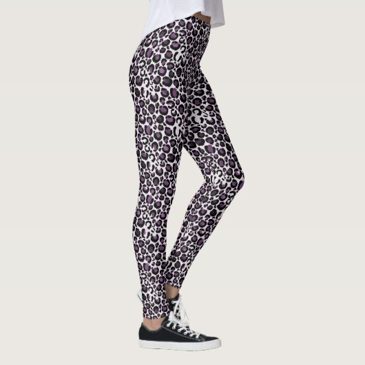 Leggings Empreinte de léopard violet noir (Droite)