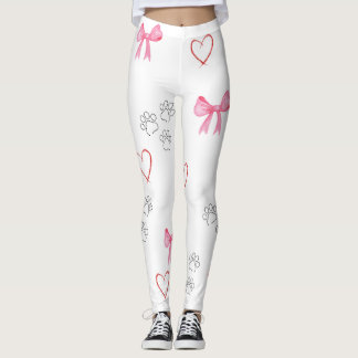 LEGGINGS EMPREINTE DE PATTE, COEUR ET BOWS LEGINGS