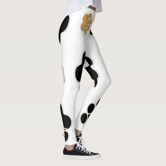 Leggings Empreinte de patte de chien canine noir et bronzé (Droite)