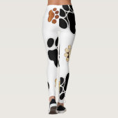 Leggings Empreinte de patte de chien canine noir et bronzé (Dos)