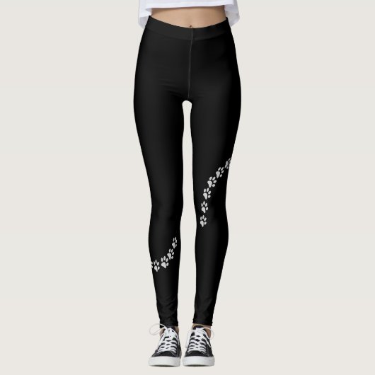 Leggings Empreinte de patte de chien en argent mignon sur n (Devant)