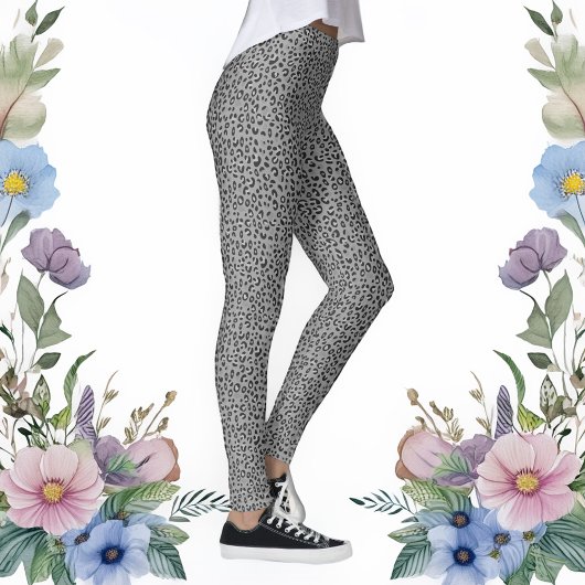 Leggings Empreintes de léopard noirs et blancs