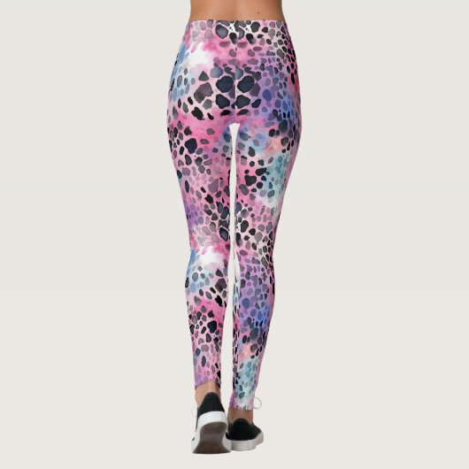 Leggings Empreintes de léopard roses (Dos)