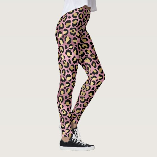 Leggings empreintes de léopard roses et or (Droite)