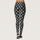 Leggings Empreintes de pattes blancs sur noir (Dos)
