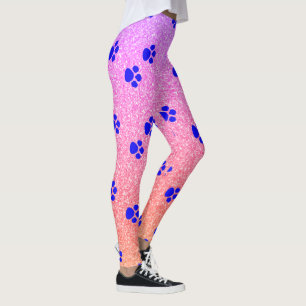 Leggings Empreintes de pattes Bleu Motifs Rose Rose Parties