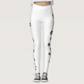 Leggings Empreintes de pattes de chat noir sur blanc (Devant)