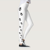 Leggings Empreintes de pattes de chat noir sur blanc (Droite)