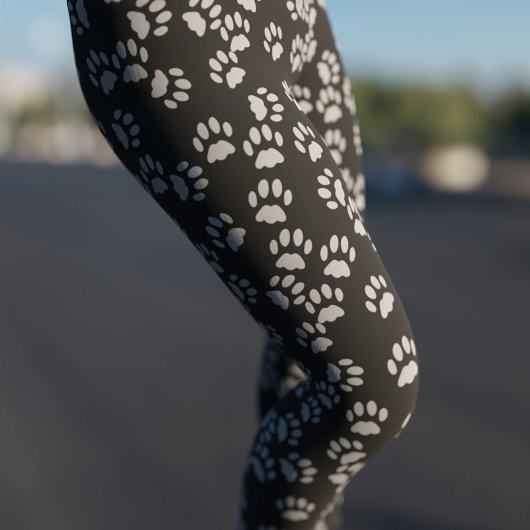 Leggings Empreintes de pattes de chats noirs et gr