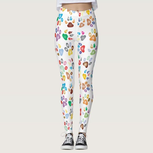 Leggings Empreintes de pattes de chien colorées (Devant)