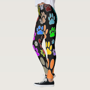 Leggings Empreintes de pattes de chiens colorés partout