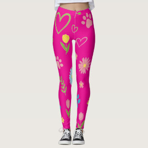 Leggings Empreintes de pattes floraux