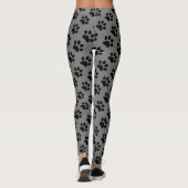 Leggings Empreintes de pattes Gris Gris Gris Noir Animaux M (Dos)