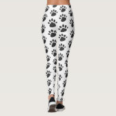 Leggings Empreintes de pattes mignons Motif blanc noir (Dos)