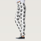 Leggings Empreintes de pattes mignons Motif blanc noir (Gauche)