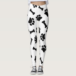 Leggings Empreintes de pattes noirs et blancs