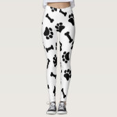 Leggings Empreintes de pattes noirs et blancs mignons (Devant)