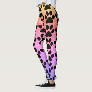 Leggings Empreintes de pattes Rose Rose Parties scintillant