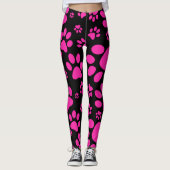 Leggings Empreintes de pattes roses et noirs (Devant)