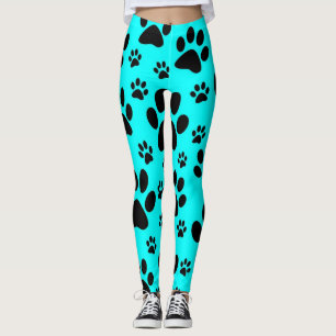 leggings empreintes de pattes turquoises bleus et