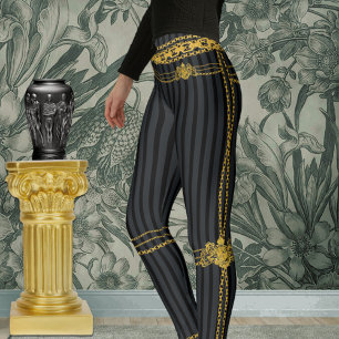 Leggings Empress Chaînes d'or Gris et Noir