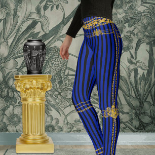 Leggings Empress Chaînes d'or Noir et Bleu