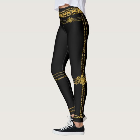 Leggings Empress Chaînes Noir & Or (Gauche)