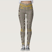 Leggings Empress Gold Chain Emblem Black Cream Houndstooth (Devant)