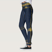 Leggings Empress Gold Chain Lion Emblem Black Blue Stripe (Gauche)