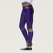 Leggings Empress Gold Chain Lion Emblem Black Purple Stripe (Gauche)