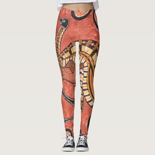 Leggings Emu - Peinture artistique inspirée par les Autocht (Devant)