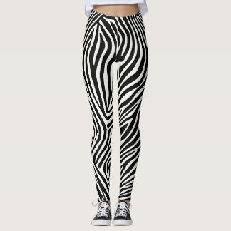Leggings en bande de Zebra : Gras et Unique Wild P
