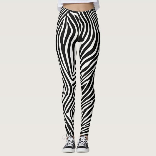 Leggings en bande de Zebra : Gras et Unique Wild P (Devant)
